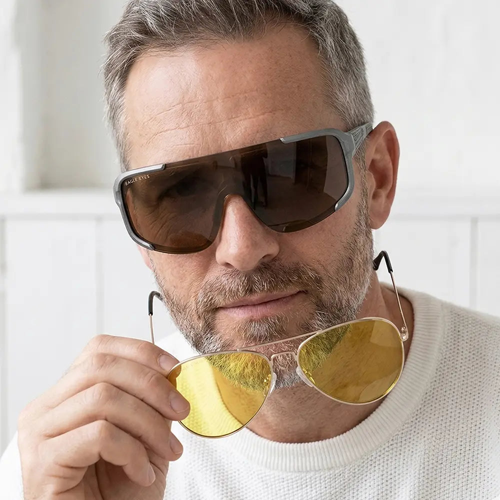 Eagle Eyes® Steller Silver Mirror + Aviator NightLite Kit - 2x1