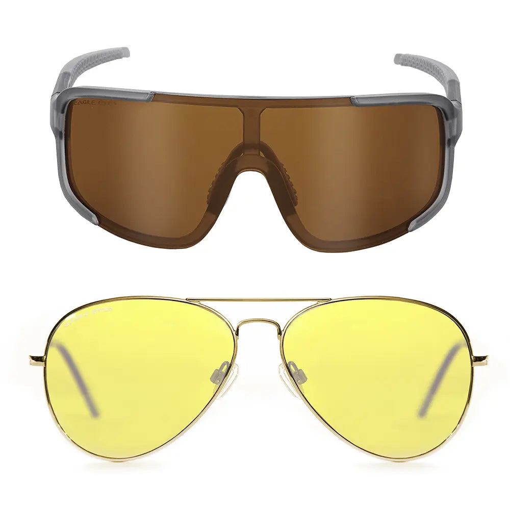 Eagle Eyes® Steller Silver Mirror + Aviator NightLite Kit - 2x1